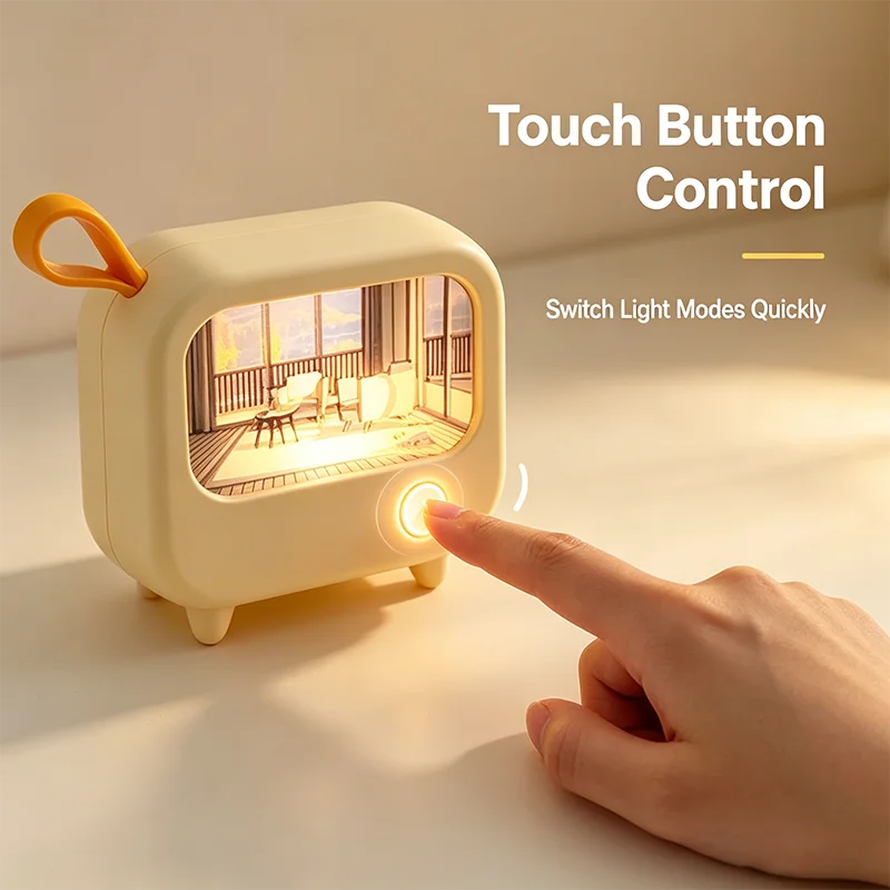 Mini Lámpara Ambiental "Retro TV": Luz de Compañía y Relajación