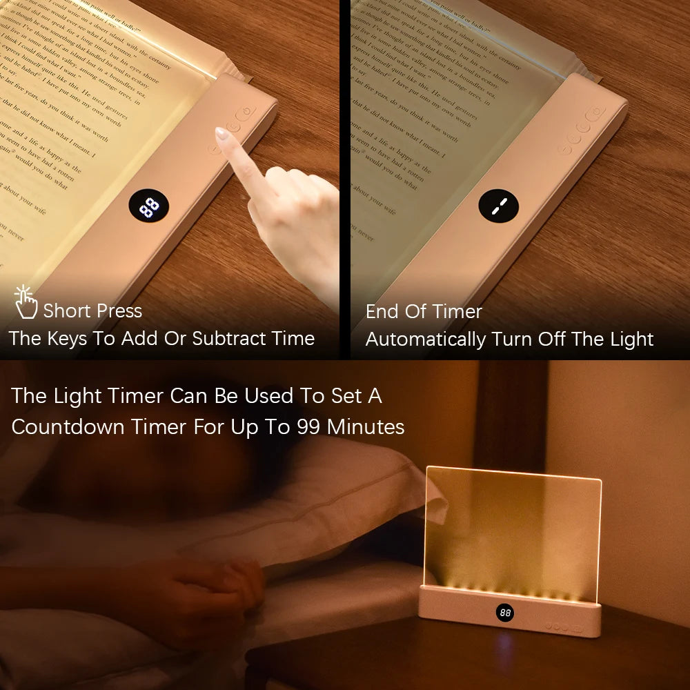 Lámpara de Lectura LED 2 en 1 | Luz de Noche Recargable con Timer