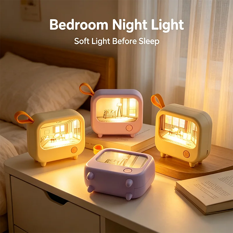Mini Lámpara Ambiental "Retro TV": Luz de Compañía y Relajación