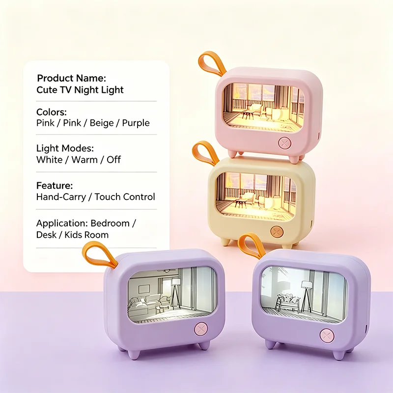 Mini Lámpara Ambiental "Retro TV": Luz de Compañía y Relajación